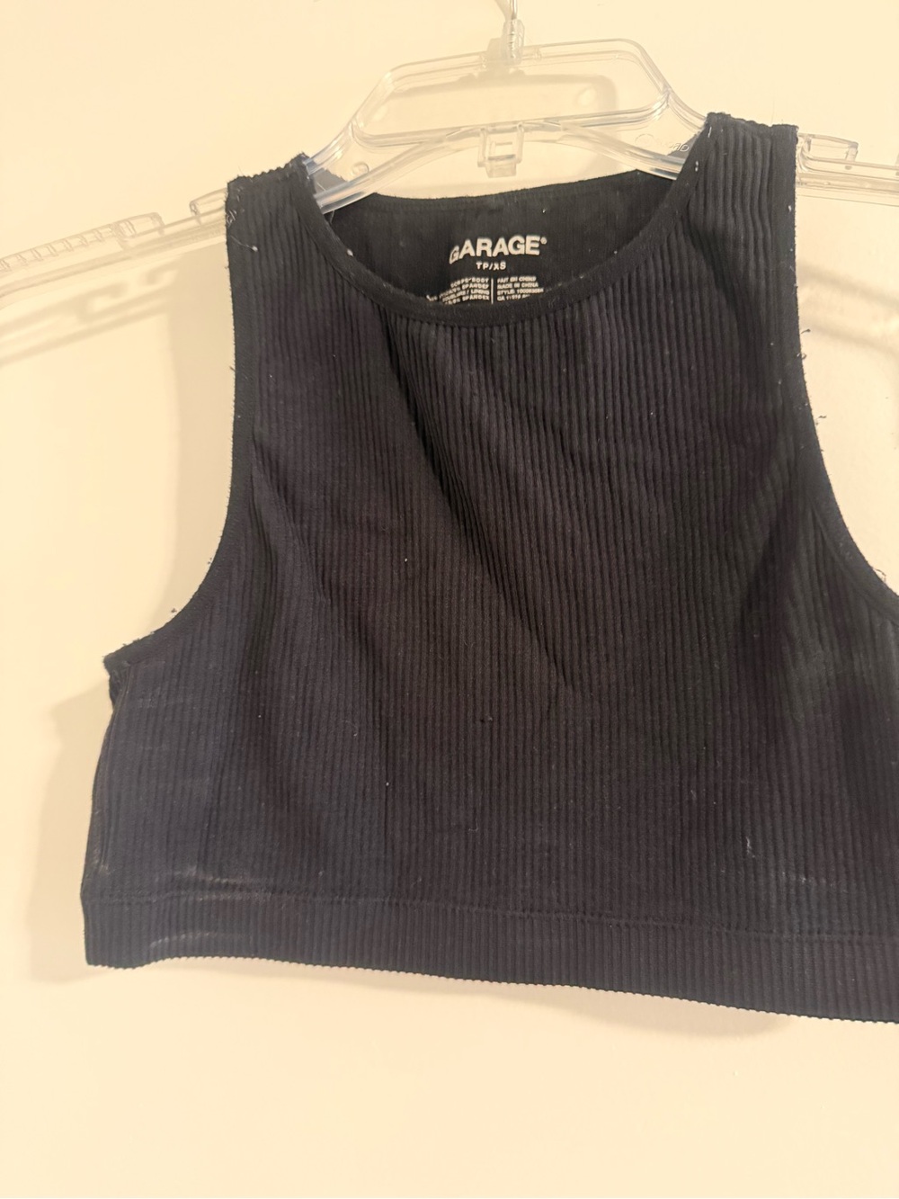 Garage Black Ribbed Crop Tank